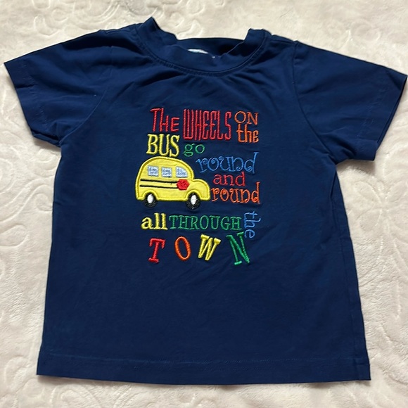 Smock Monkey Appliqué The Wheels on The Bus Tee Sz 9m - Picture 1 of 4